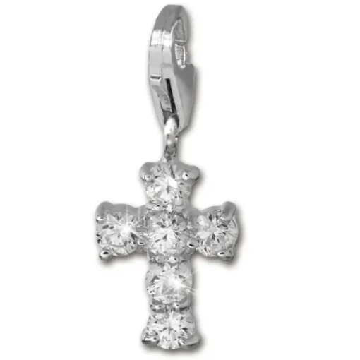 SilberDream 925 Charm Kreuz weiß Armband Anhänger FC205W