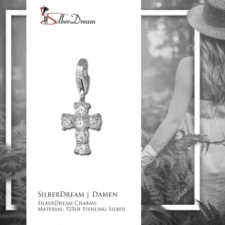 SilberDream 925 Charm Kreuz weiß Armband Anhänger FC205W