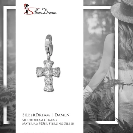 SilberDream 925 Charm Kreuz weiß Armband Anhänger FC205W