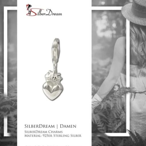 SilberDream 925 Charm Kronen Herz Armband Anhänger FC3061