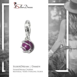 SilberDream 925 Charm lavendel Kugel Armband Anhänger FC250P