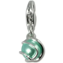 SilberDream 925 Charm Mint grün Kugel Armband Anhänger FC250G