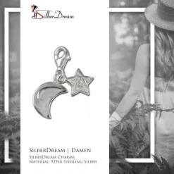 SilberDream 925 Charm Mond+Sterne Armband Anhänger FC228W
