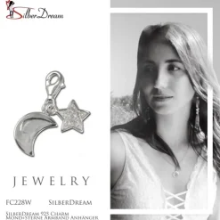 SilberDream 925 Charm Mond+Sterne Armband Anhänger FC228W