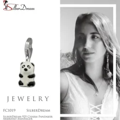 SilberDream 925 Charm Pandabär Armband Anhänger FC1019