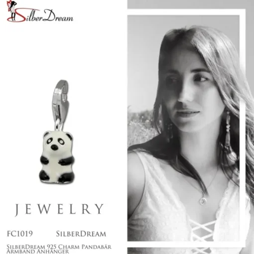 SilberDream 925 Charm Pandabär Armband Anhänger FC1019