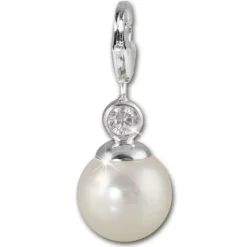 SilberDream 925 Charm Perle weiß Armband Anhänger FC226W
