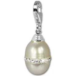 SilberDream 925 Charm Perle Zirkonia weiß Armband Anhänger FC619