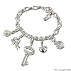 SilberDream 925 Charm Perle Tropfen weiß Armband Anhänger FC237W