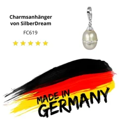SilberDream 925 Charm Perle Zirkonia weiß Armband Anhänger FC619