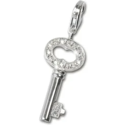 SilberDream 925 Charm Schlüssel weiß Armband Anhänger FC241W