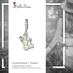 SilberDream 925 Charm Schneemann Perle Armband Anhänger FC246W