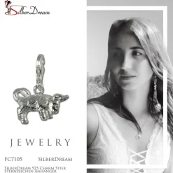 SilberDream 925 Charm Stier Sternzeichen Anhänger FC7105