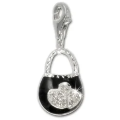 SilberDream 925 Charm Tasche schwarz Armband Anhänger Silber FC3030S