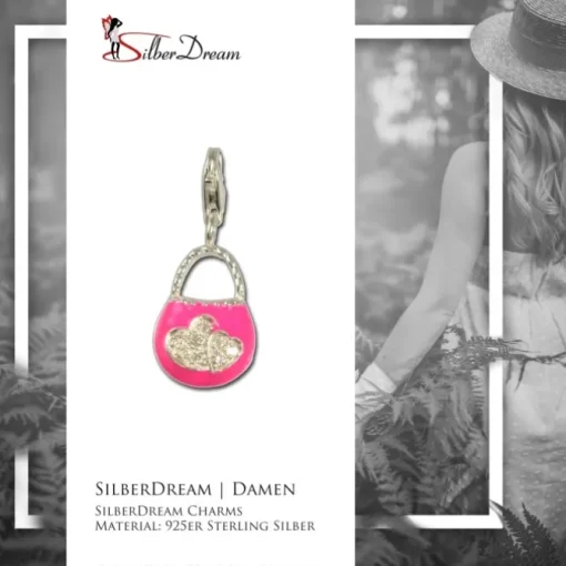 SilberDream 925 Charm Tasche pink Armband Anhänger FC3030P
