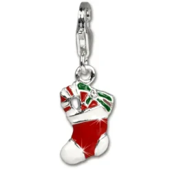 SilberDream 925 Charm Weihnachts-Stiefel Armband Anhänger FC3103