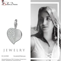 SilberDream 925 Charm Zirkonia Herz Armband Anhänger FC233W