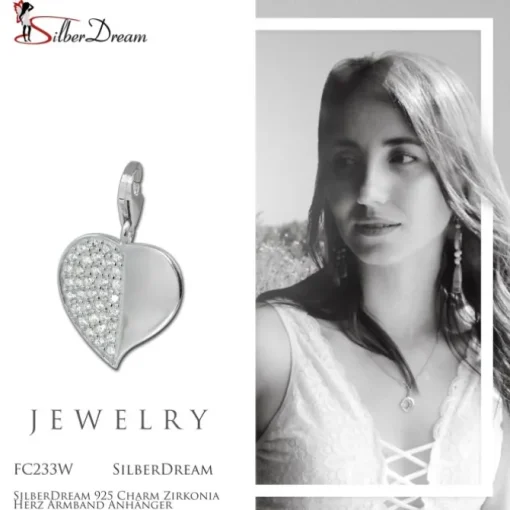 SilberDream 925 Charm Zirkonia Herz Armband Anhänger FC233W
