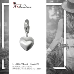 SilberDream 925 Silber Charm Herz matt Armband Anhänger FC3108