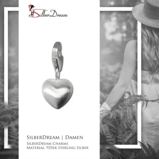 SilberDream 925 Silber Charm Herz matt Armband Anhänger FC3108
