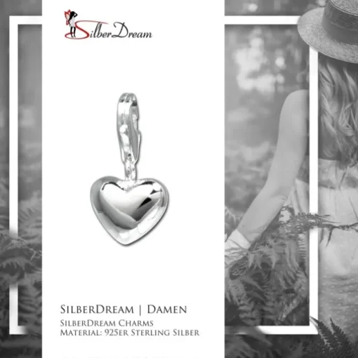 SilberDream 925 Silber Charm Herz glanz Armband Anhänger FC3144