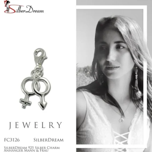 SilberDream 925 Silber Charm Anhänger Mann & Frau FC3126