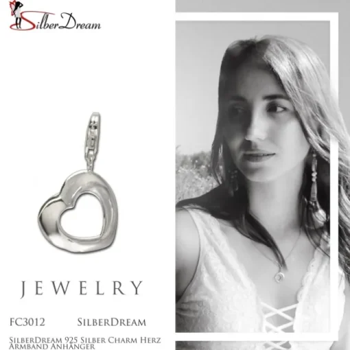 SilberDream 925 Silber Charm Herz Armband Anhänger FC3012