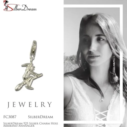 SilberDream 925 Silber Charm Hexe Armband Anhänger FC3087