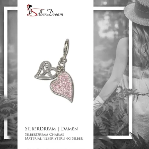 SilberDream 925 Zirkonia Silber Charm Herz Armband Anhänger FC4107