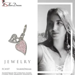 SilberDream 925 Zirkonia Silber Charm Herz Armband Anhänger FC4107