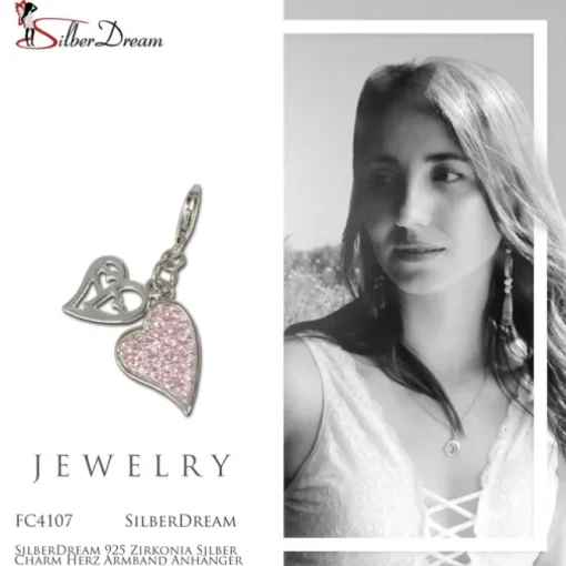 SilberDream 925 Zirkonia Silber Charm Herz Armband Anhänger FC4107