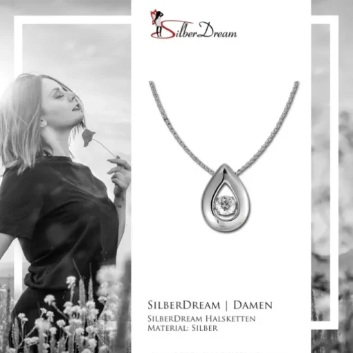 SilberDream Anhänger Tropfen mit Kette Silber DSK101W