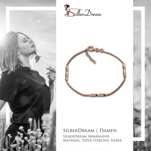 SilberDream Armband 925 Sterling Silber rosévergoldet Damen 18cm - 21cm SDA1168E