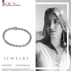 SilberDream Armband Anker 925 Sterling Silberarmband Unisex 19cm SDA2339J