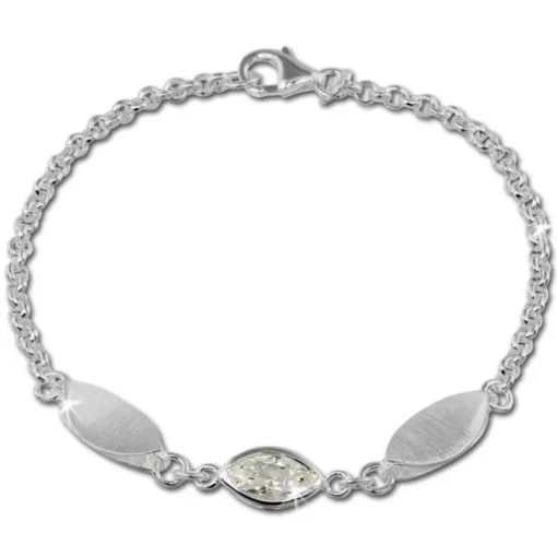SilberDream Armband Blatt Zirkonia weiß 925er Sterling Silber 19cm SDA418W