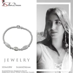 SilberDream Armband Blatt Zirkonia weiß 925er Sterling Silber 19cm SDA418W