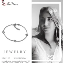 SilberDream Armband Blümchen 925 Sterling Silber Damen 18cm - 21cm SDA1148J