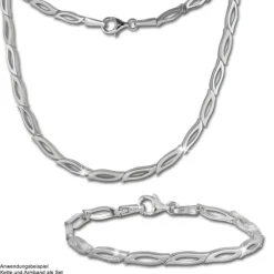 SilberDream Armband Blütenblatt matt/glänzend 925 Sterling Silber 19cm SDA428