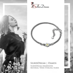 SilberDream Armband Blume 18cm-21cm geschwärzt 925er Silber SDA1198K
