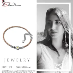 SilberDream Armband Blume rose 925 Sterling Silber Damen 18cm - 21cm SDA1118E