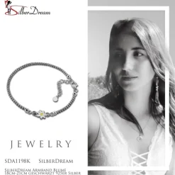 SilberDream Armband Blume 18cm-21cm geschwärzt 925er Silber SDA1198K