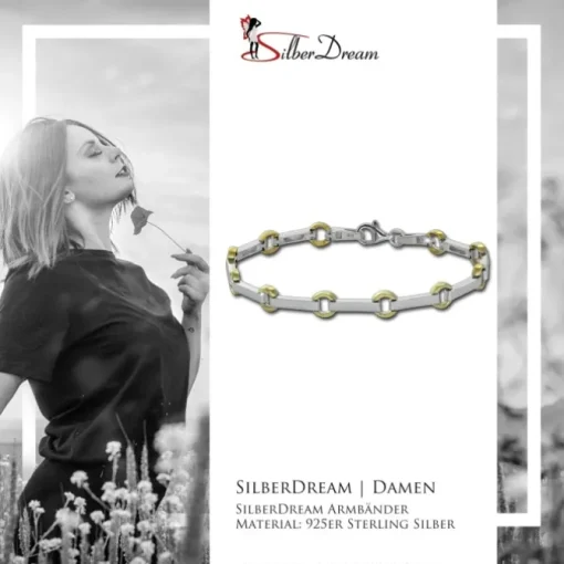 SilberDream Armband Circle 925 Silber matt vergoldet Damen 19cm SDA4801T