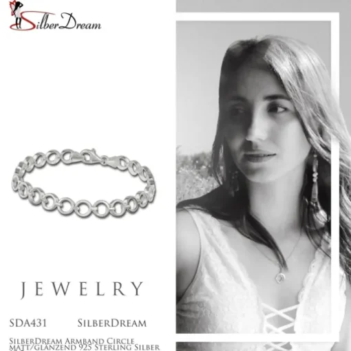SilberDream Armband Circle matt/glänzend 925 Sterling Silber 19,5cm SDA431