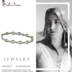 SilberDream Armband Circle 925 Silber matt vergoldet Damen 19cm SDA4801T