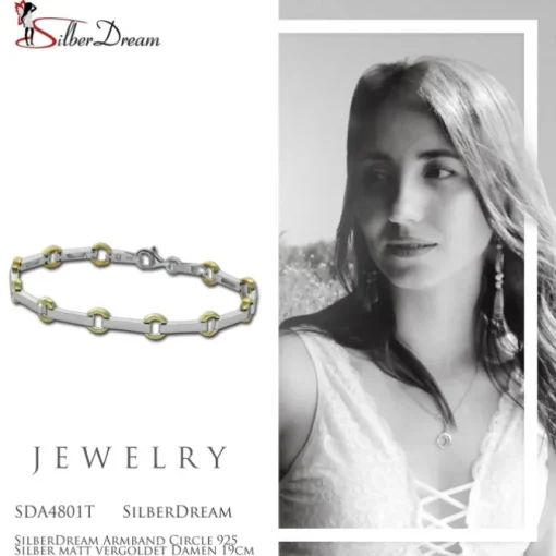 SilberDream Armband Circle 925 Silber matt vergoldet Damen 19cm SDA4801T
