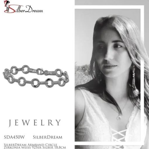 SilberDream Armband Circle Zirkonia weiß 925er Silber 18,8cm Damen SDA450W