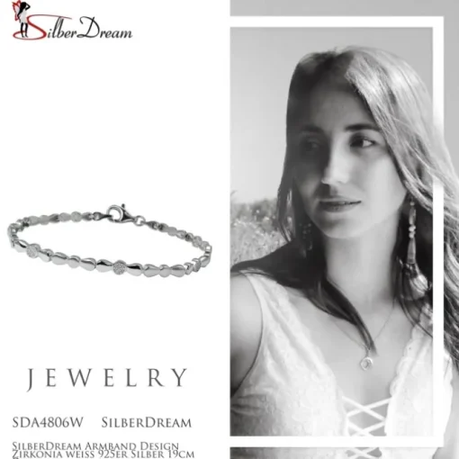 SilberDream Armband Design Zirkonia weiß 925er Silber 19cm Damen SDA4806W