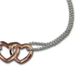 SilberDream Armband Doppelherz Rose vergoldet 925er Silber Damen 18cm SDA2158T
