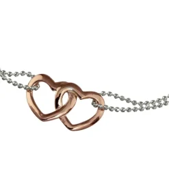 SilberDream Armband Doppelherz Rose vergoldet 925er Silber Damen 18cm SDA2158T