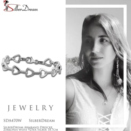 SilberDream Armband Dreicke Zirkonia weiß 925er Silber 18,7cm Damen SDA470W